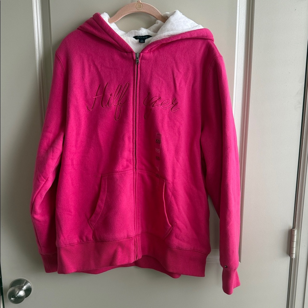 Tommy Hilfiger Womans Pink Fleece-lined Zip-Up Hoodie XXL - NWT